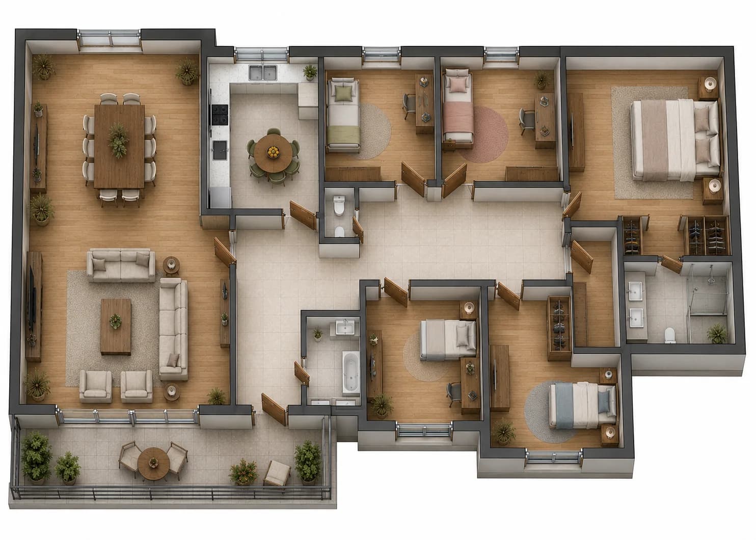 4+1 daire tipi — dokulu kat planı görseli